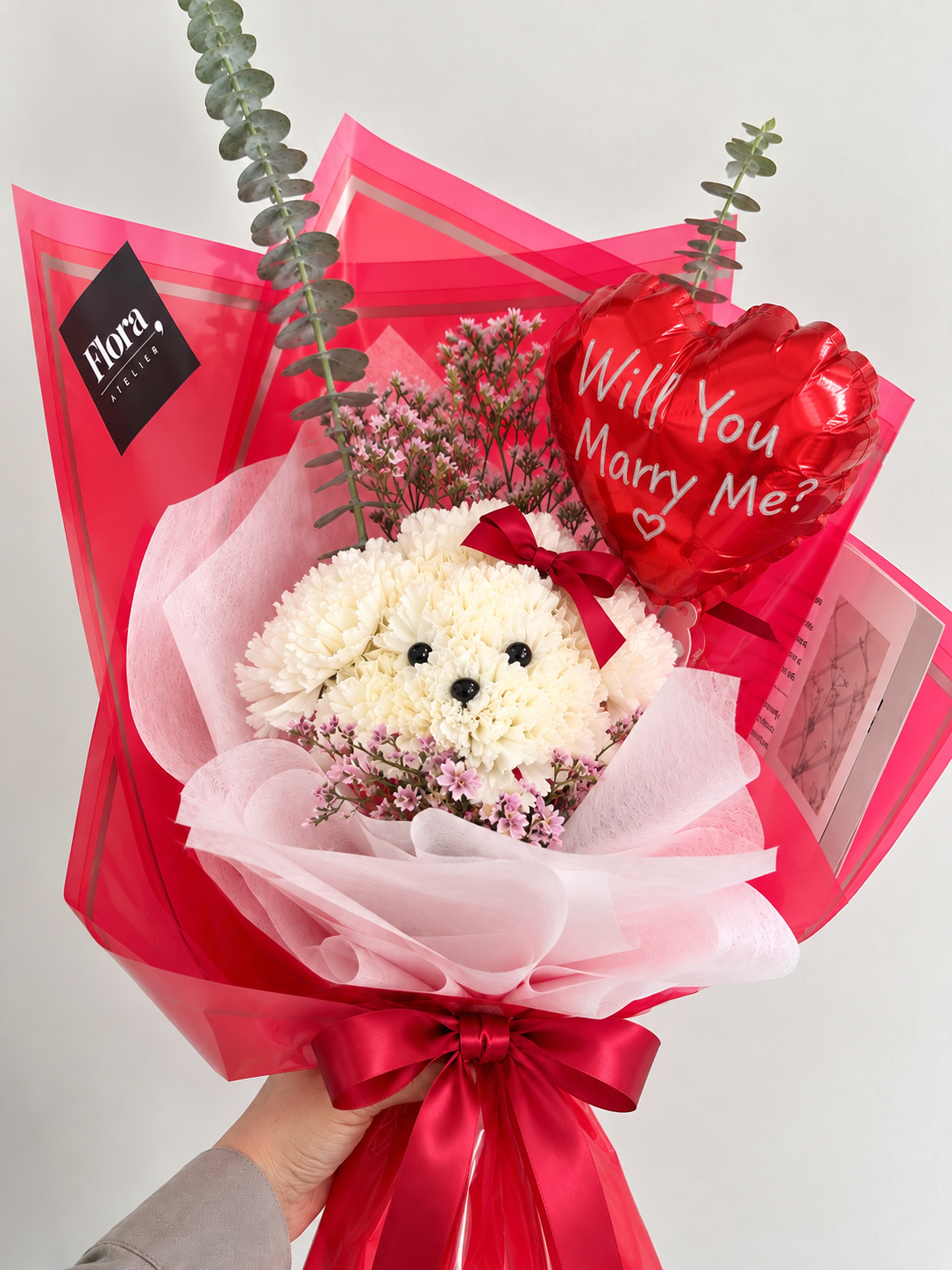 Message puppy bouquet