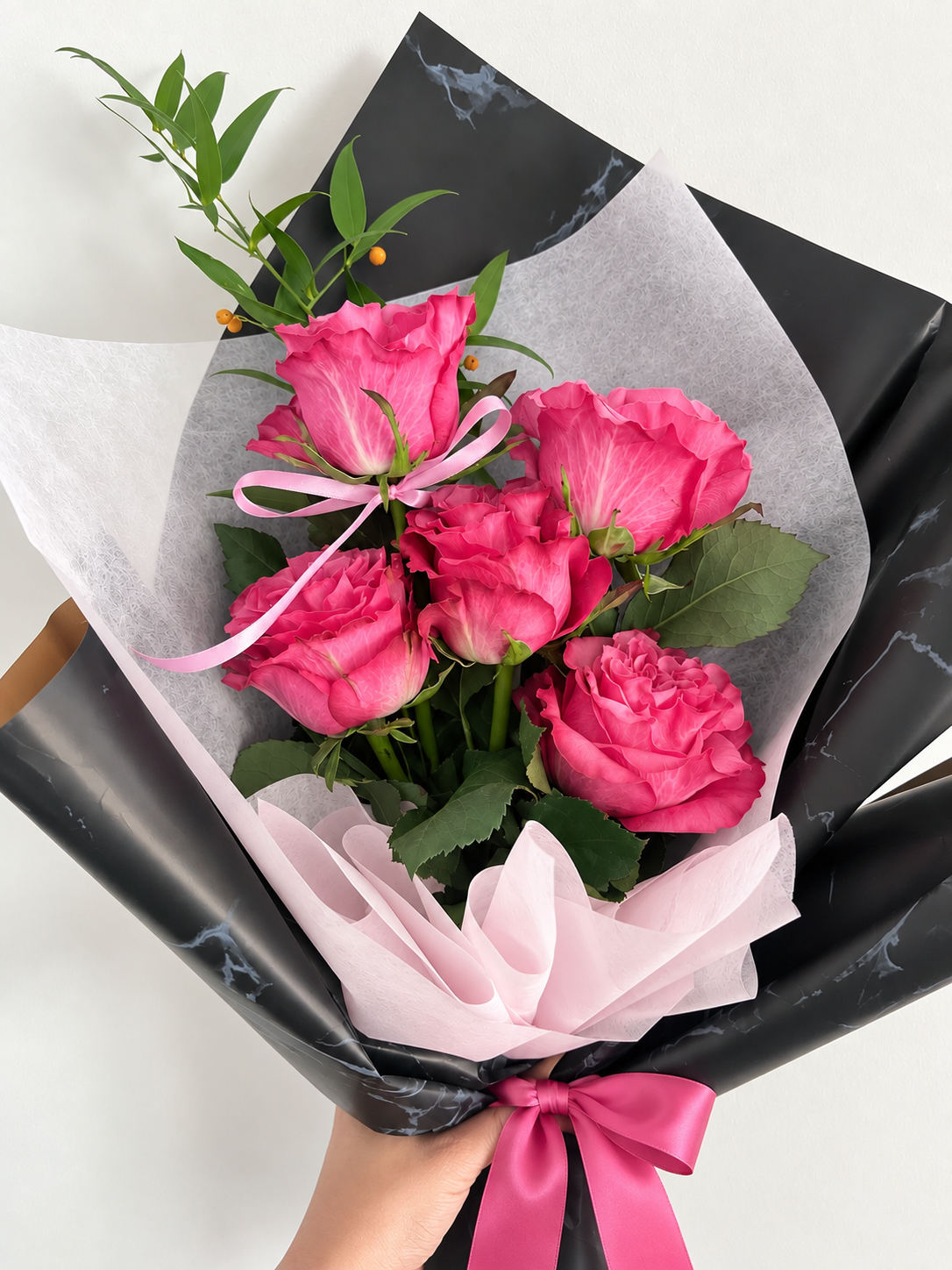 5 pink roses bouquet