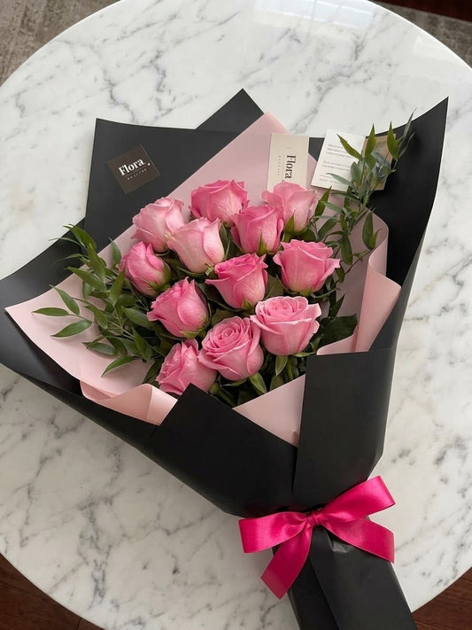 12 pink roses - sweet blush
