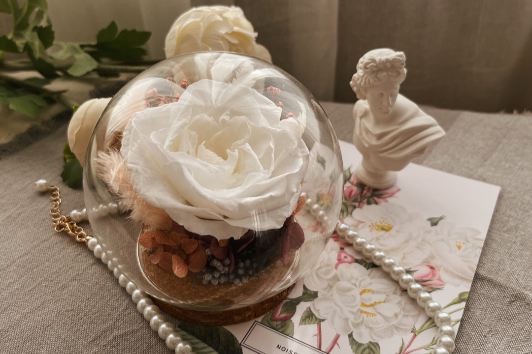 Enchanted Rose Glass Dome #1  - Noisette Rose