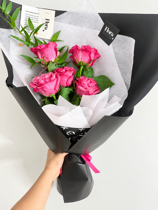 5 pink roses bouquet