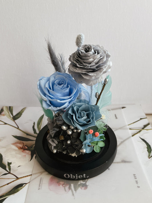 Enchanted Rose Glass Dome #14 - Frosted Grace