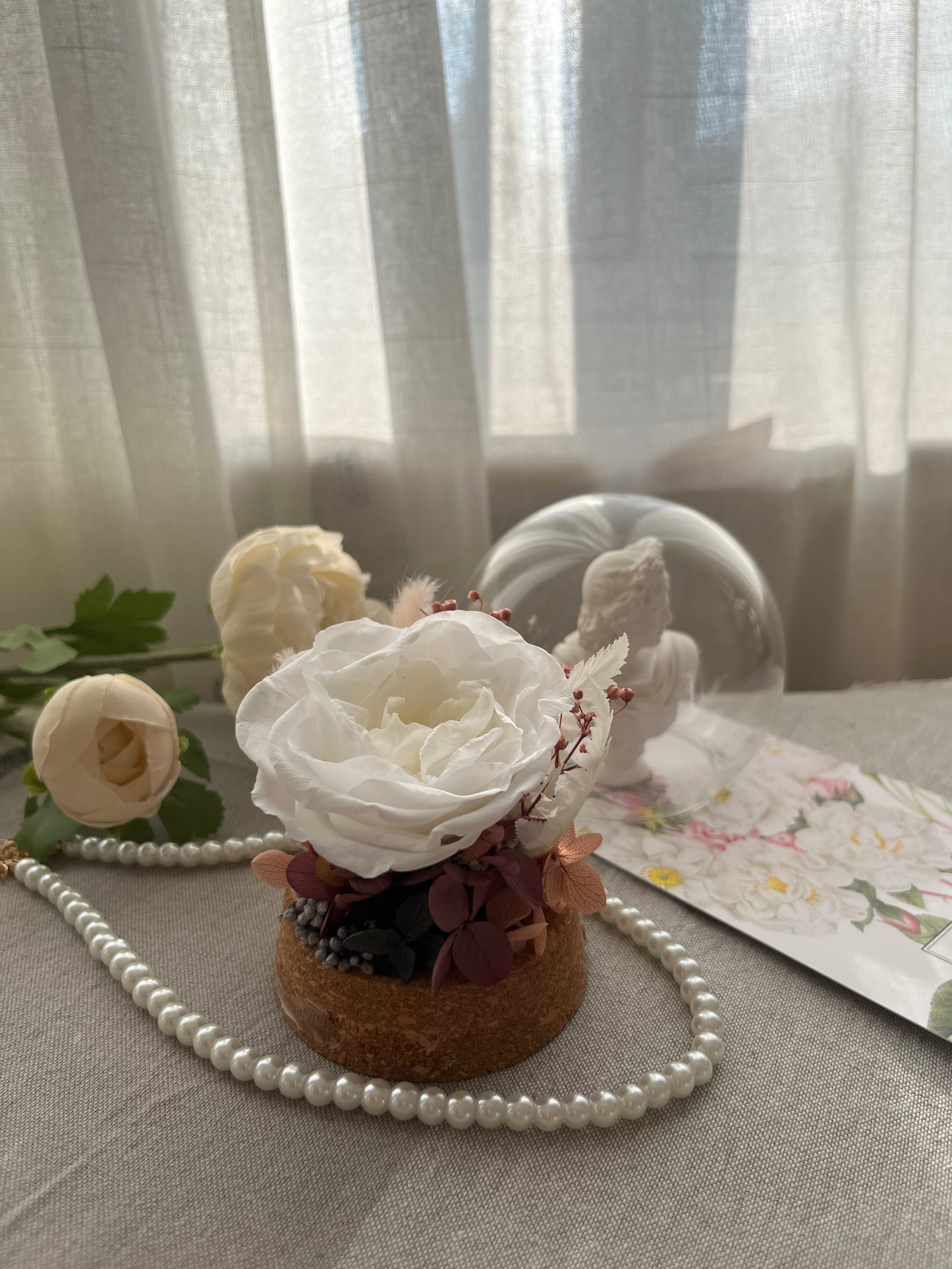 Enchanted Rose Glass Dome #1  - Noisette Rose