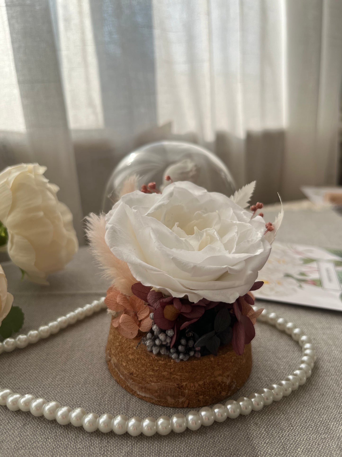 Enchanted Rose Glass Dome #1  - Noisette Rose