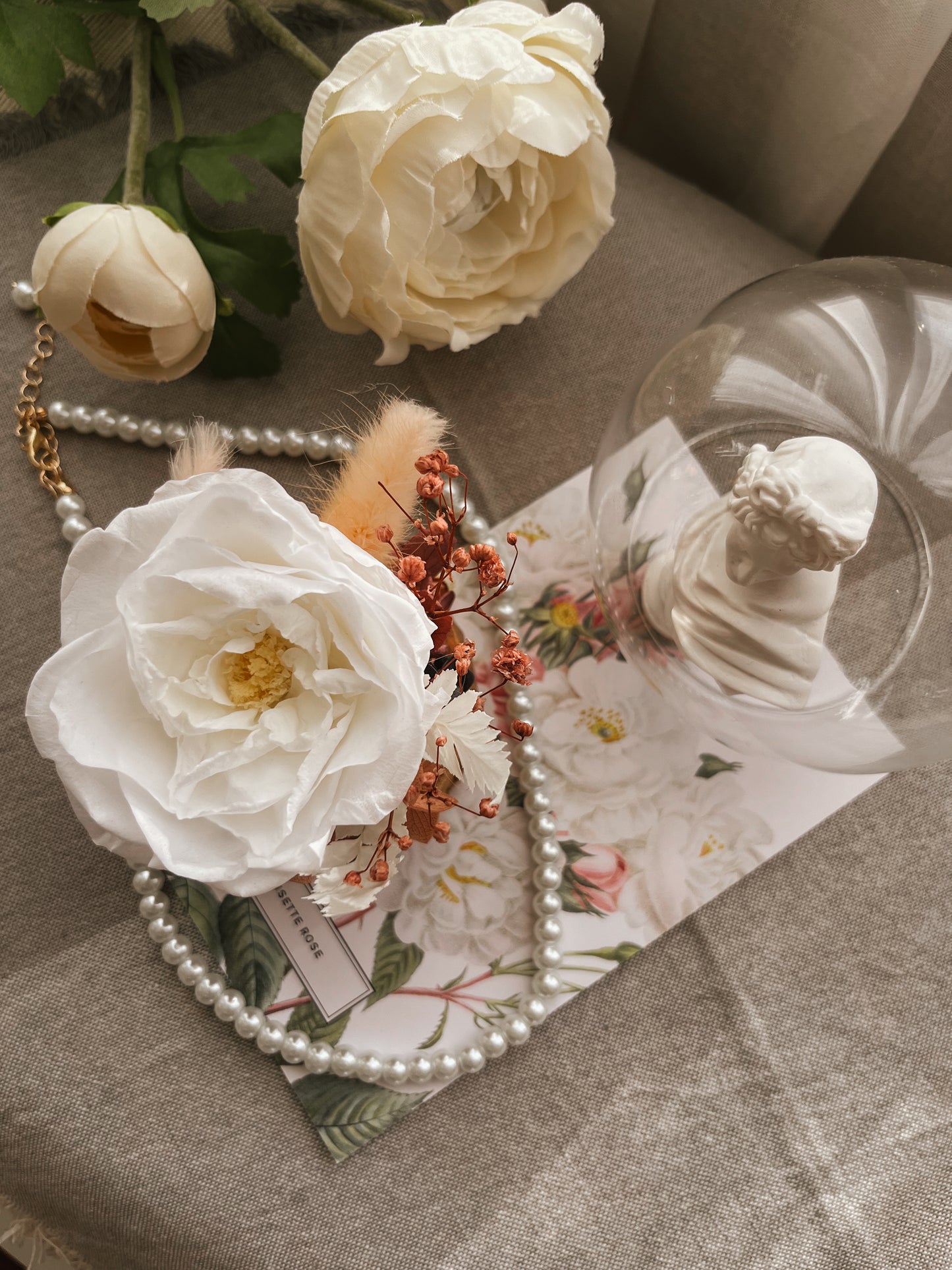 Enchanted Rose Glass Dome #1  - Noisette Rose