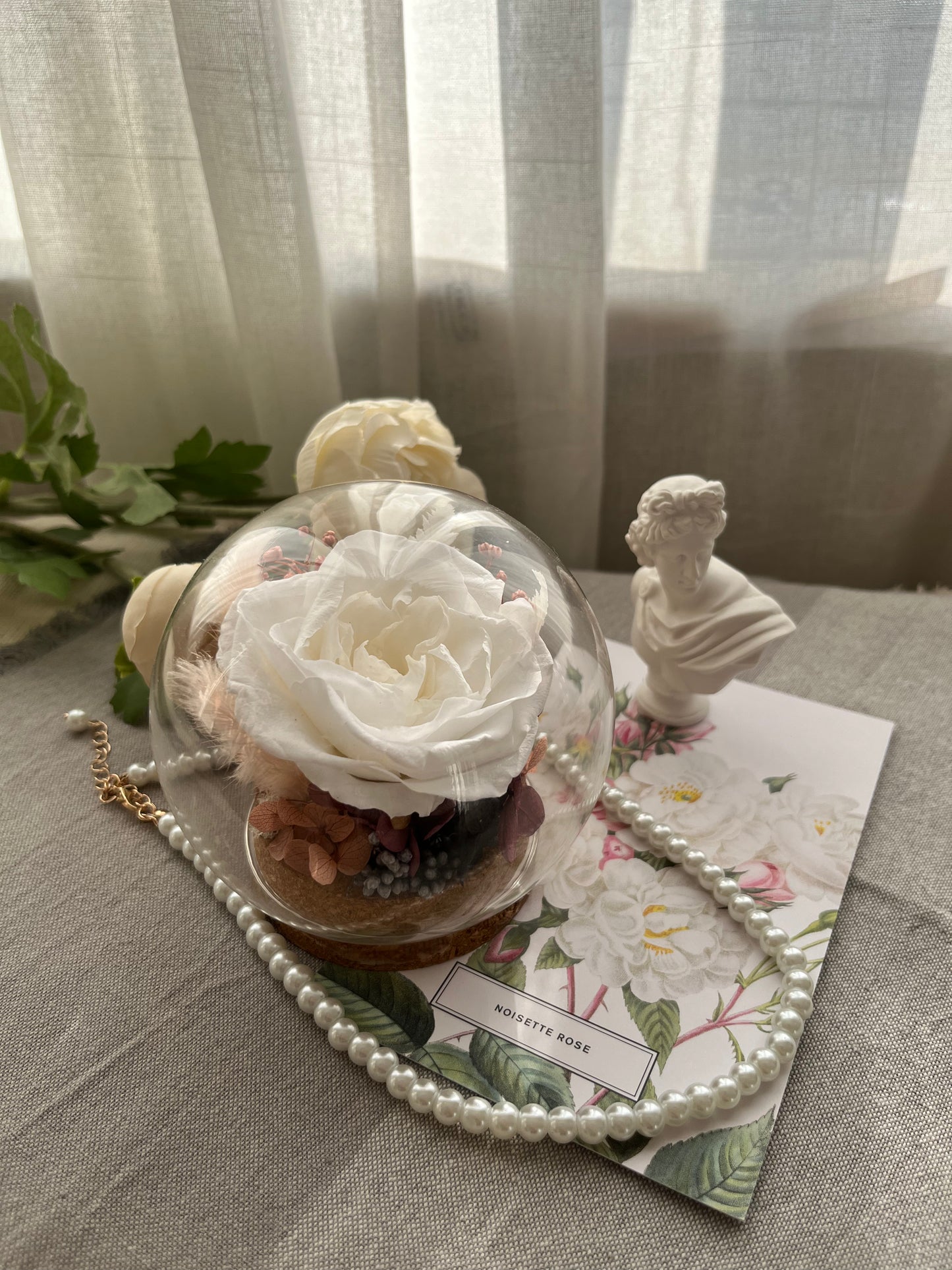 Enchanted Rose Glass Dome #1  - Noisette Rose