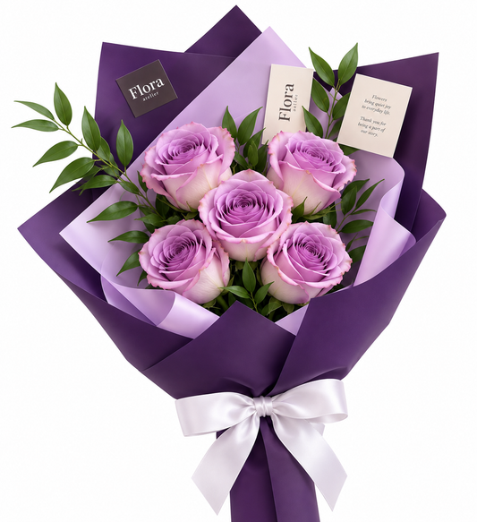 5 Purple Roses - Just for you